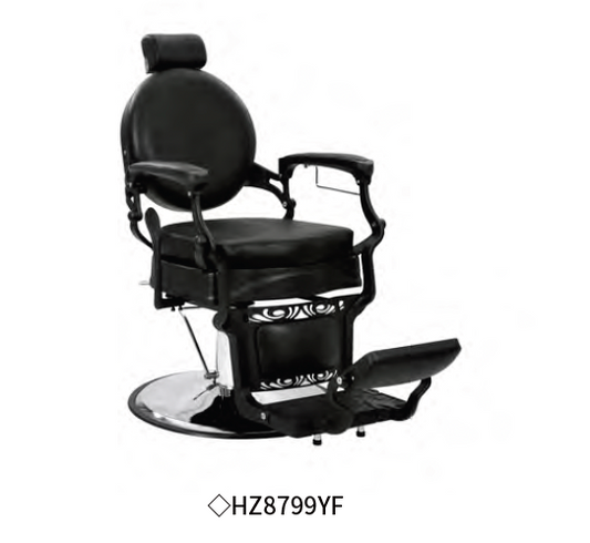 11010007- BeauteSync Black Frame Hydraulic Barber Chair, Adjustable Headrest & Height, 360° Swivel