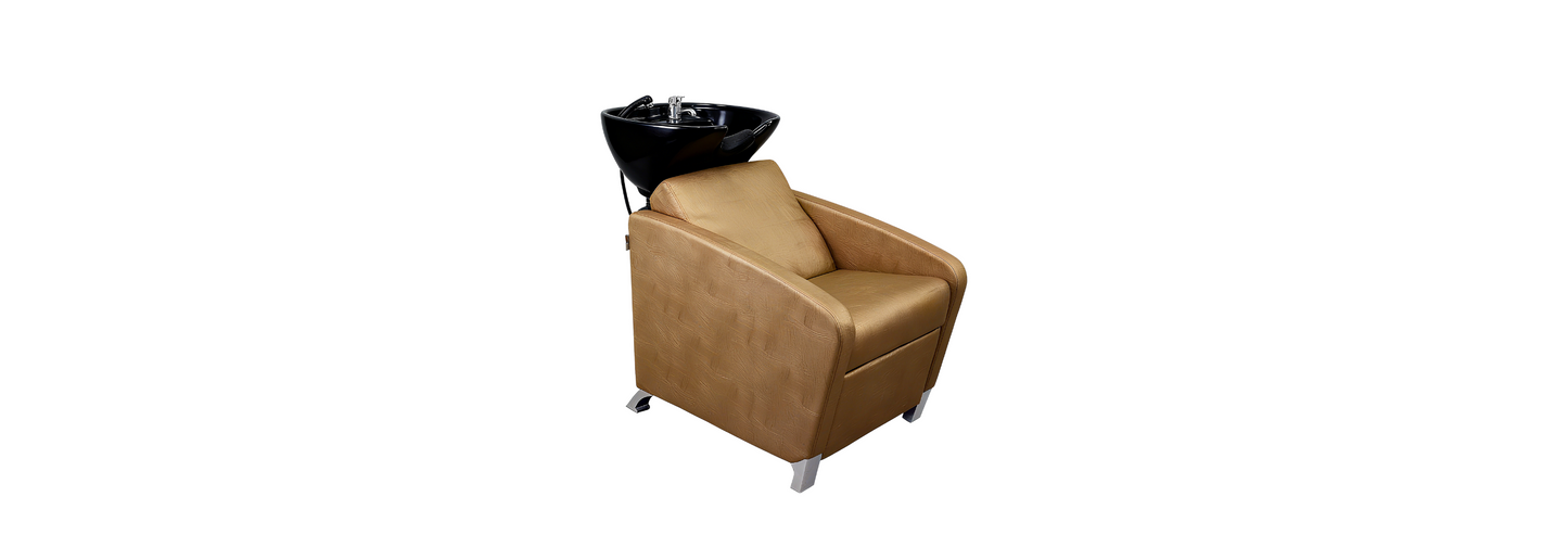 BeautéSync® Shampoo Chair with Black PVC leather, Ceramic Basin & High-Density Sponge