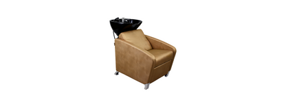 BeautéSync® Shampoo Chair with Black PVC leather, Ceramic Basin & High-Density Sponge