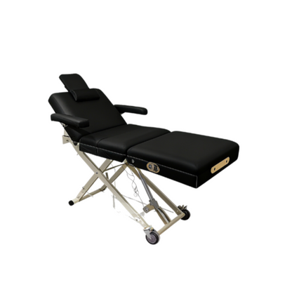 BeautéSync® Premium Professional One-Motor Four-Section Electric Beauty & Massage & Facial & Spa Treatment Bed (Black/Beige)