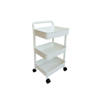 3-tier rolling utility cart white plastic