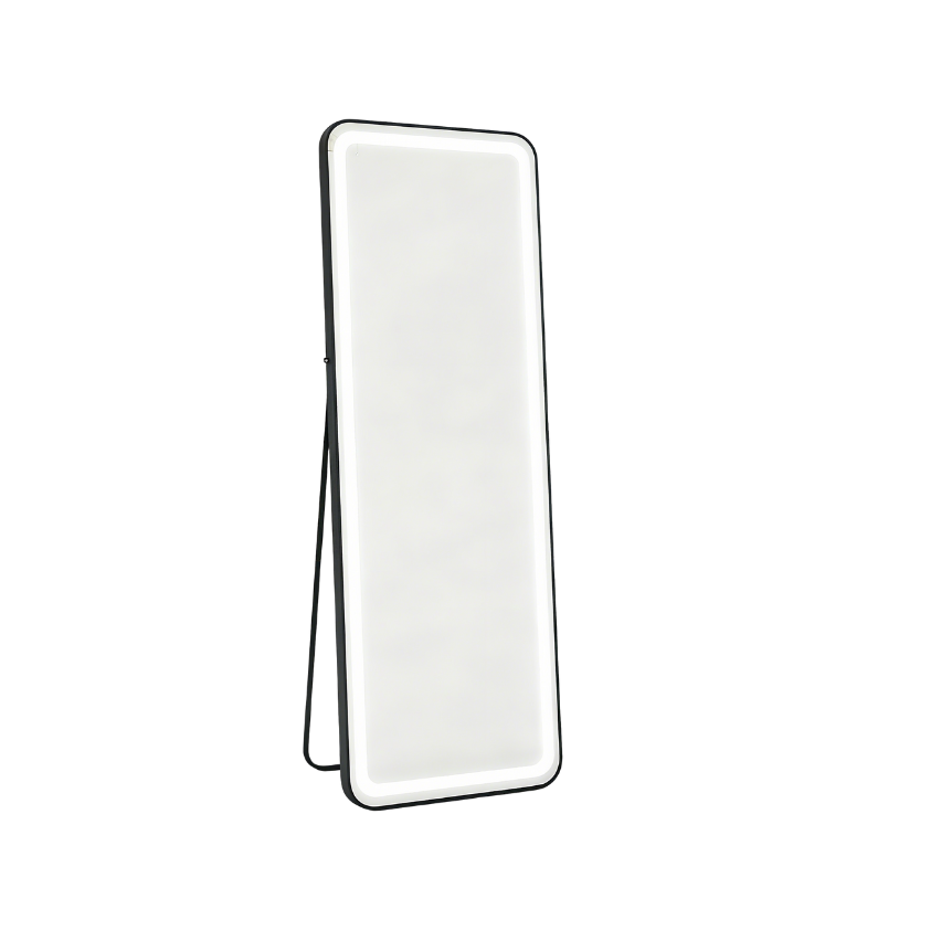 BeautéSync® Freestanding Rectangle Front-Lit LED Salon Mirror front view, full-length salon mirror with LED lighting
