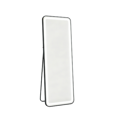 BeautéSync® Freestanding Rectangle Front-Lit LED Salon Mirror front view, full-length salon mirror with LED lighting

