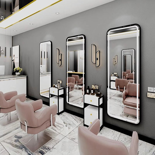 BeautéSync Freestanding Rectangle Front-Lit LED Salon Mirror