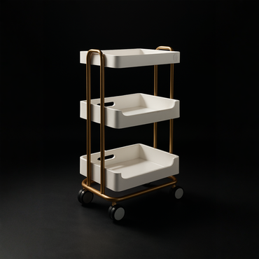 BeautéSync 3-Tier Stainless Steel Salon Trolley with Drawers – Mobile Spa Cart with Lockable Wheels for Professional Beauty Use