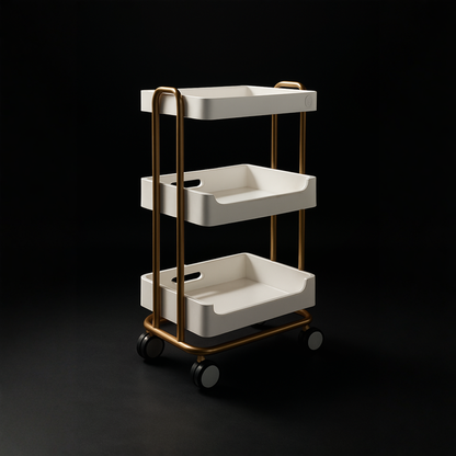 BeautéSync 3-Tier Stainless Steel Salon Trolley with Drawers – Mobile Spa Cart with Lockable Wheels for Professional Beauty Use