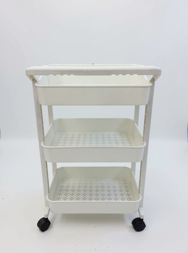 BeautéSync® 3-Tier Rolling Metal Utility Cart – Modern White Organizer with Lockable Wheels for Salon, Spa, Office & Home