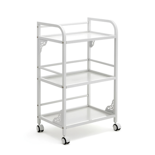 BeautéSync 3-Level Rolling Salon Cart Trolley – Mobile Makeup & Beauty Spa Organizer Cart for Professional Salon Use