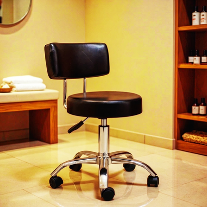  Rolling Salon Stool with Backrest in a spa salon