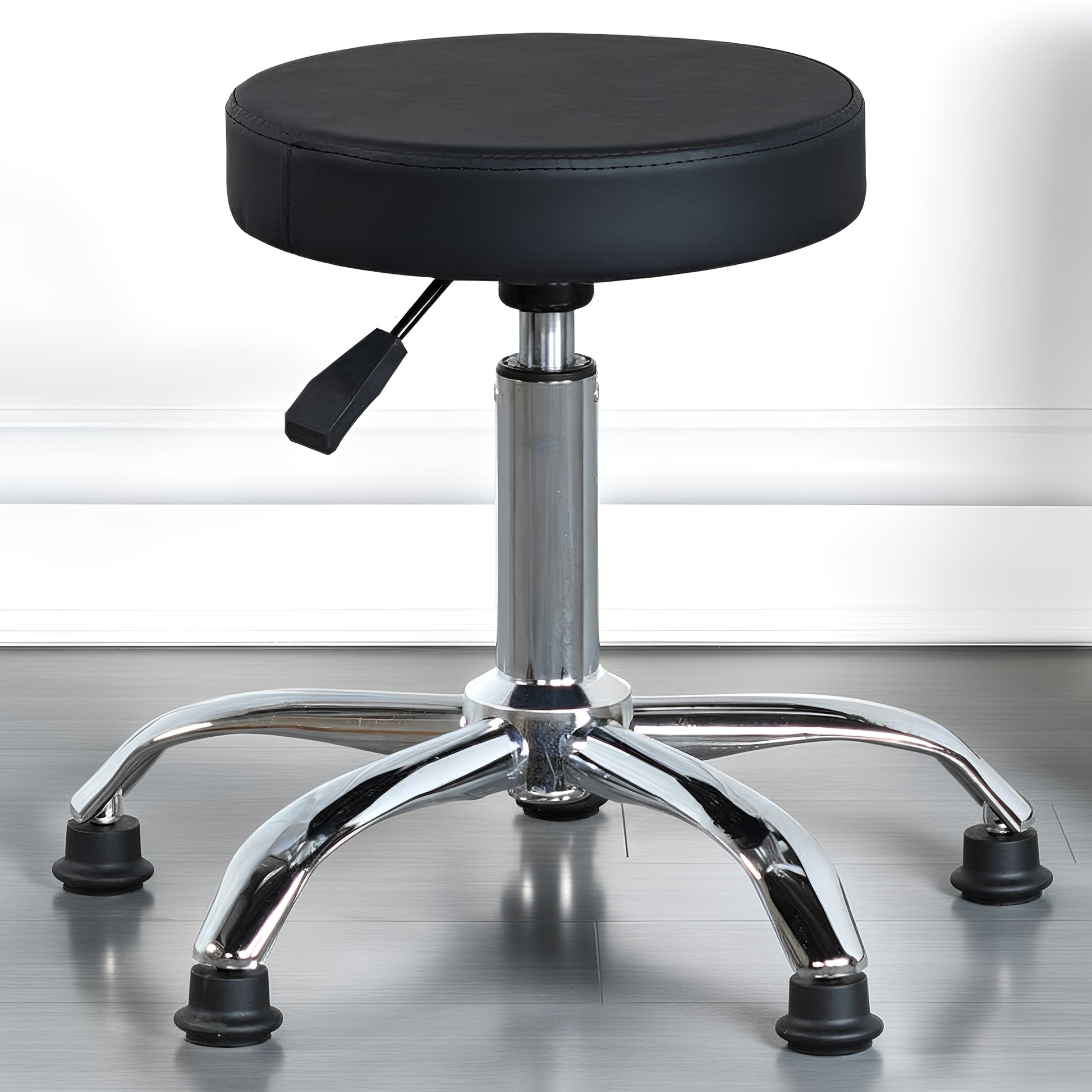 fixed position stool in a salon setting