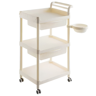 BeautéSync ABS Professional Salon Service Trolley – 3-Tier Spa Utility Cart with Drawers for Hair, Makeup & Beauty Tools