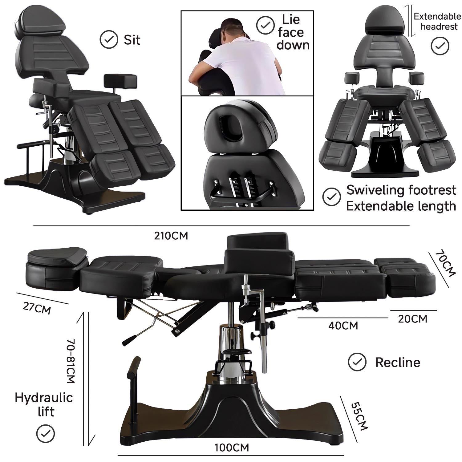 hydraulic tattoo chair overall features