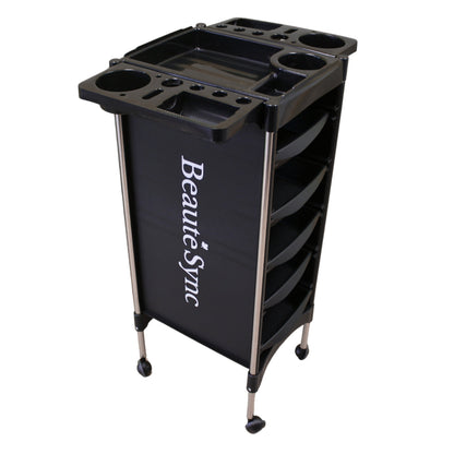 BeautéSync Salon Trolley Cart 5 Drawer Aluminum Frame with ABS Trays & Silicone Hair-Free Wheels